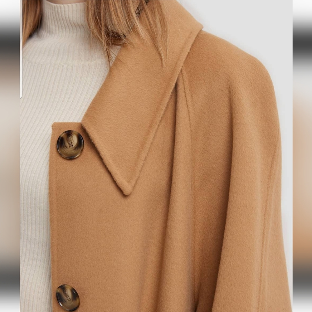Buttoned 100% Wool Long Coat (Camel) - Lattelier - Picture 4 of 13